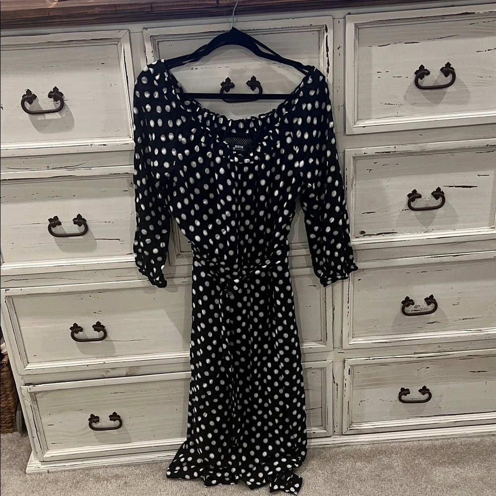 Maeve by Anthro Black & White Polka Dot Dress sz 14